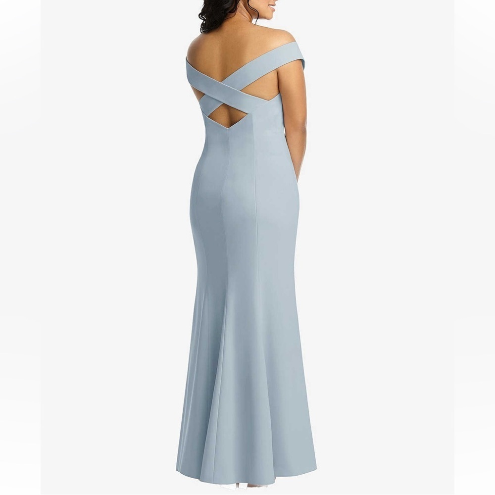 DESSY Off the Shoulder Criss Cross Back Trumpet Dress - Picture 4 of 6
